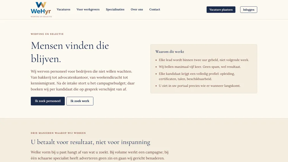 Schermafbeelding van wehyr.nl